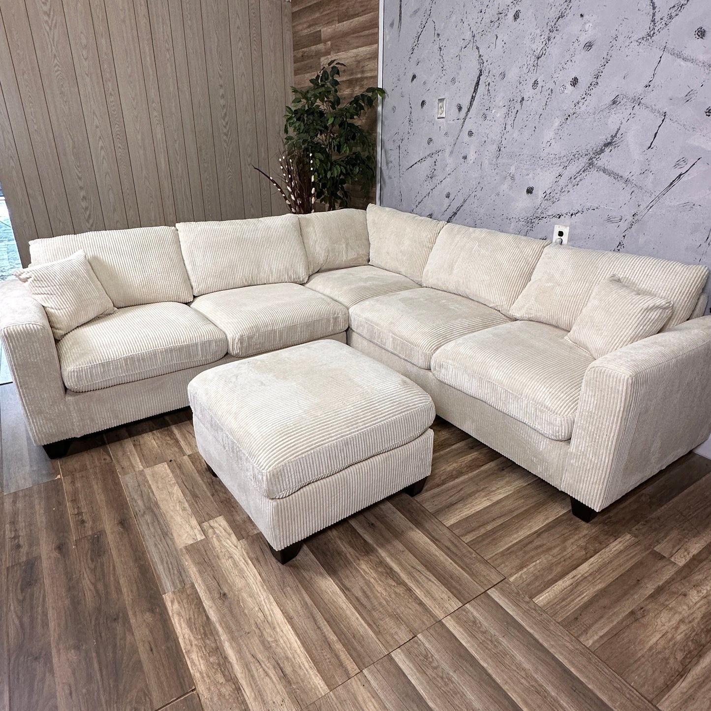 Furnica Beige Corduroy Sectional