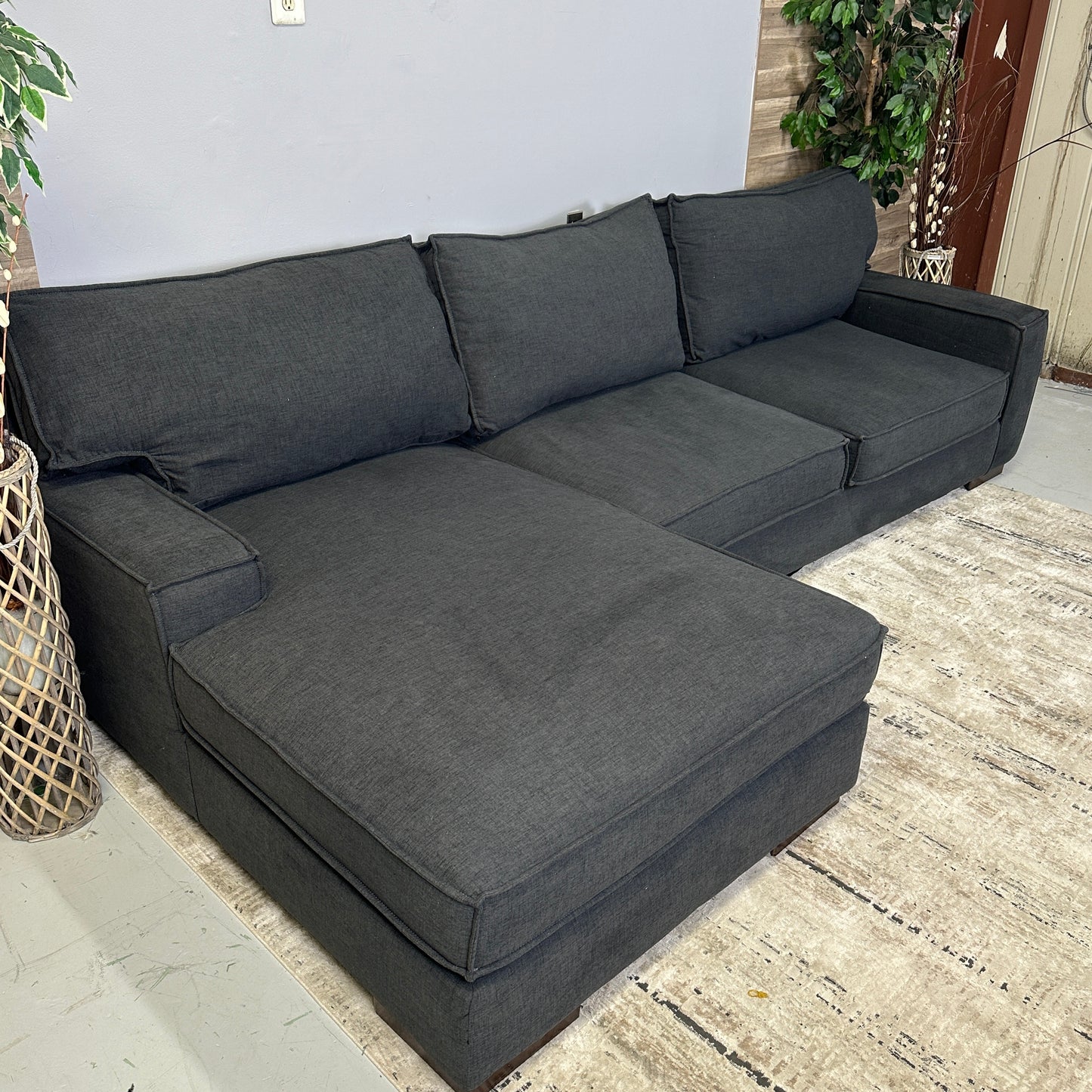 Grey Sectional With Oversized Chaise