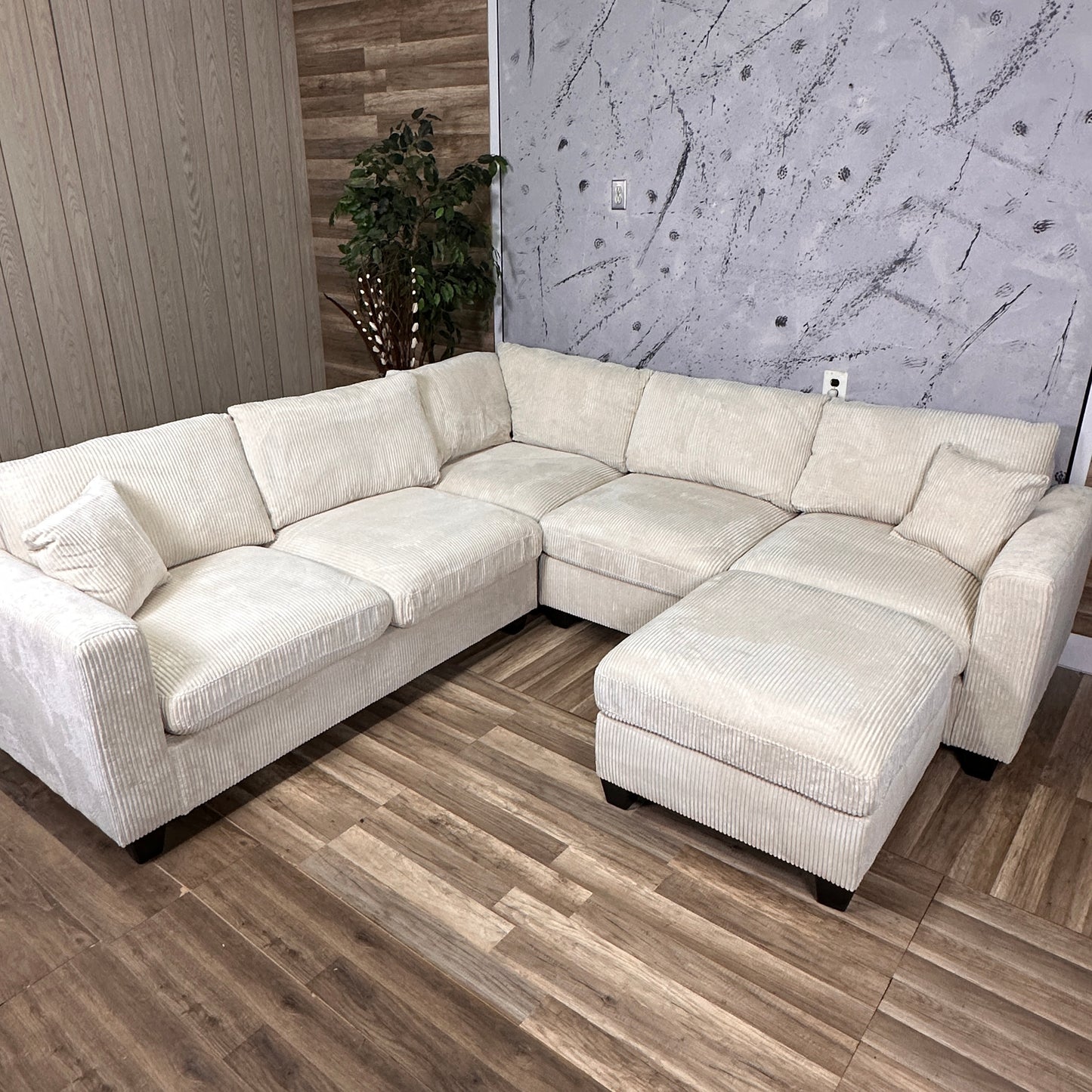 Furnica Beige Corduroy Sectional