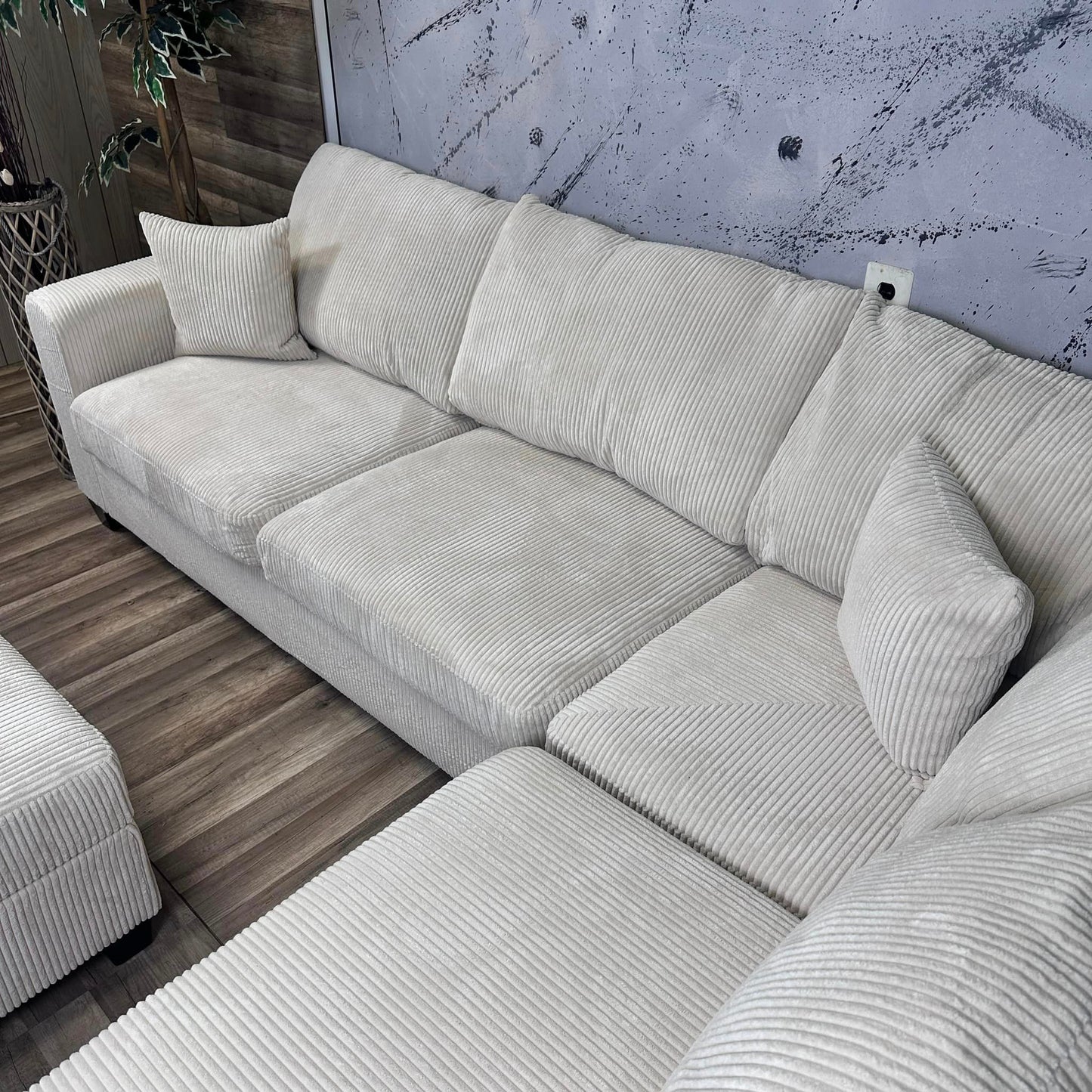 Xander Corduroy Sectional W/ Storage Ottoman & USB Port