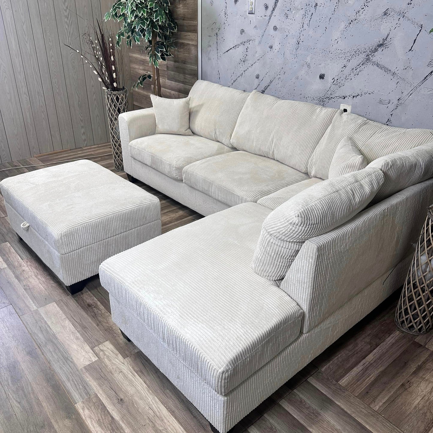 Xander Corduroy Sectional W/ Storage Ottoman & USB Port