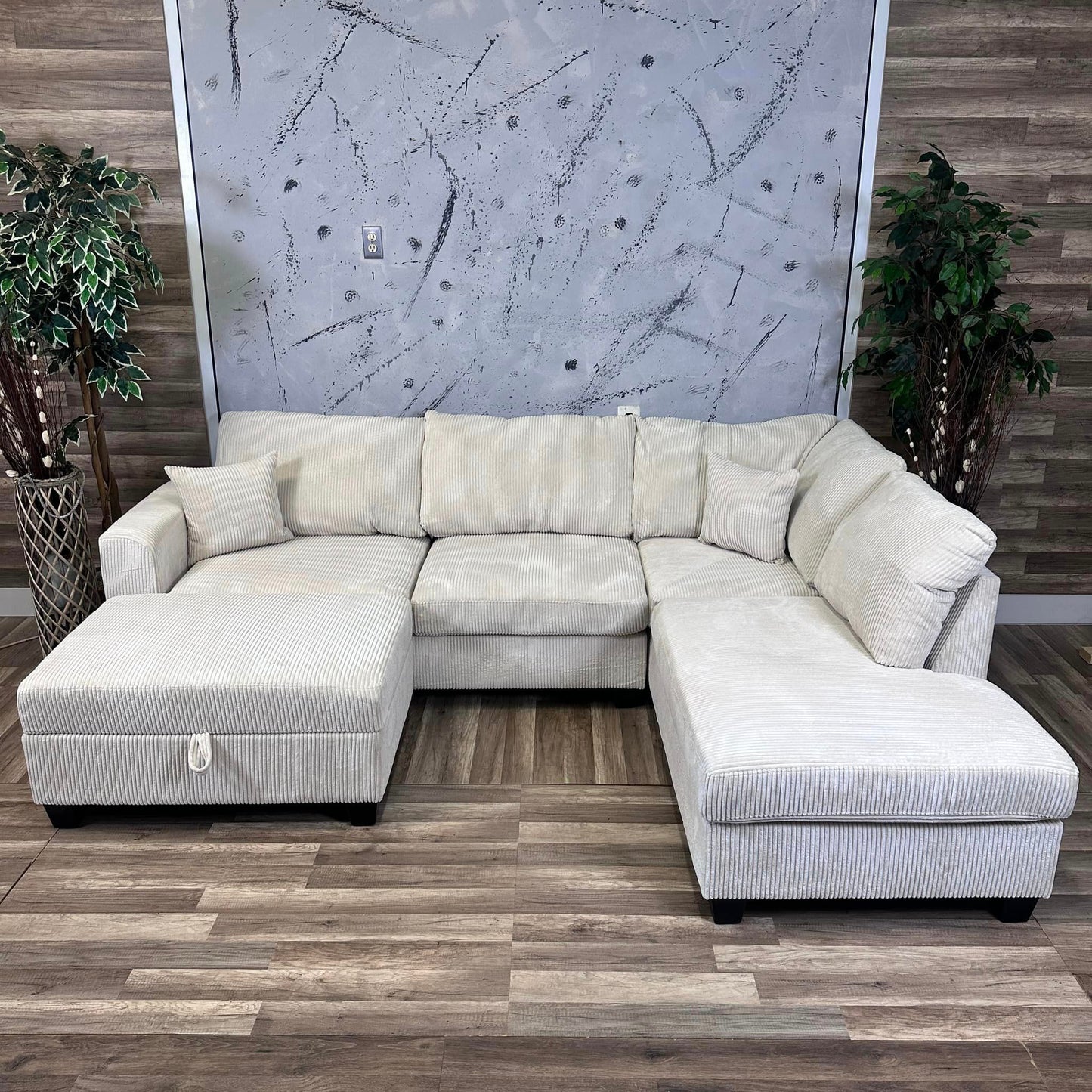 Xander Corduroy Sectional W/ Storage Ottoman & USB Port