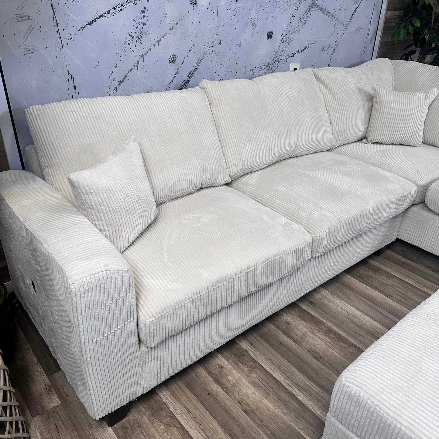 Xander Corduroy Sectional W/ Storage Ottoman & USB Port