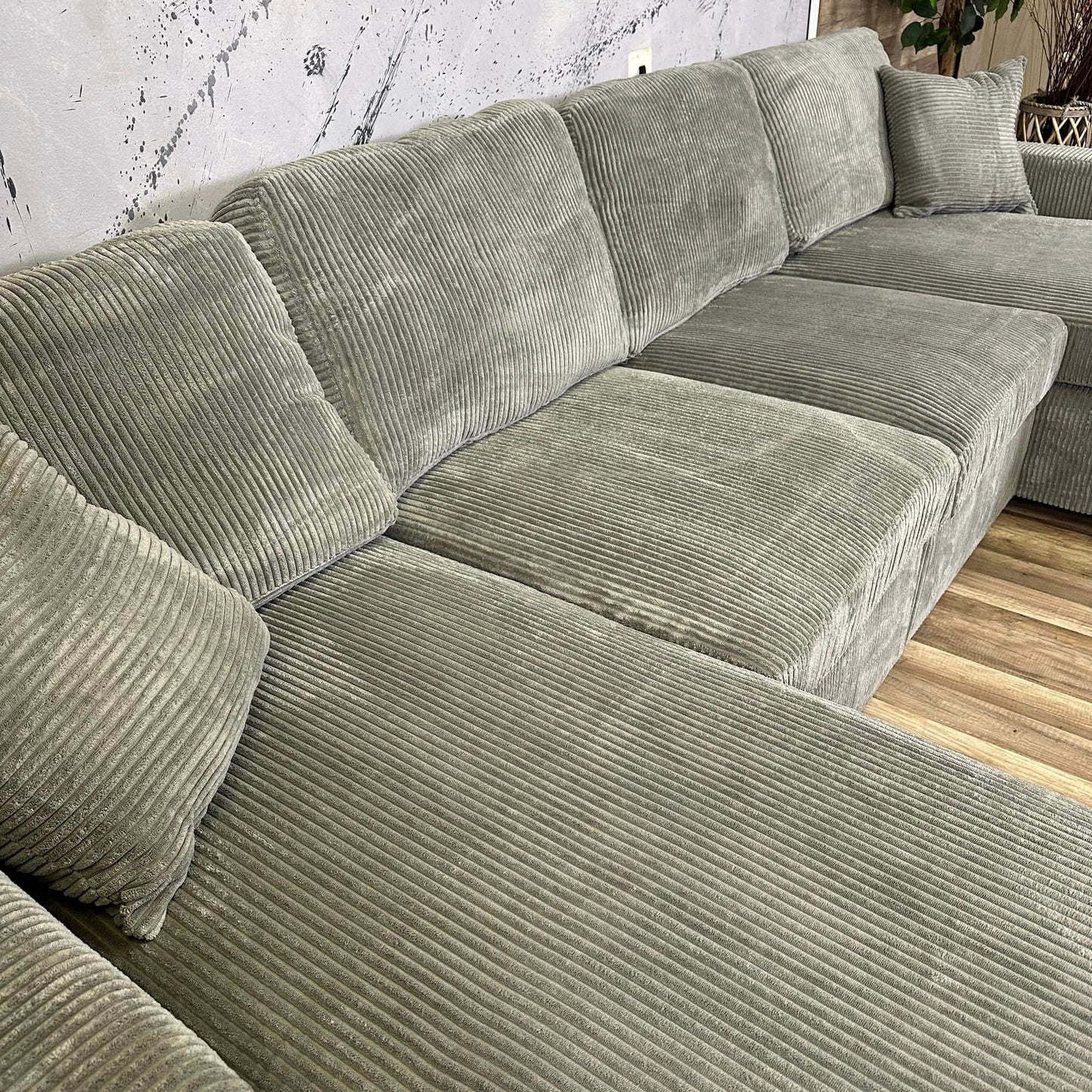Furnica Corduroy Double Chaise Sectional