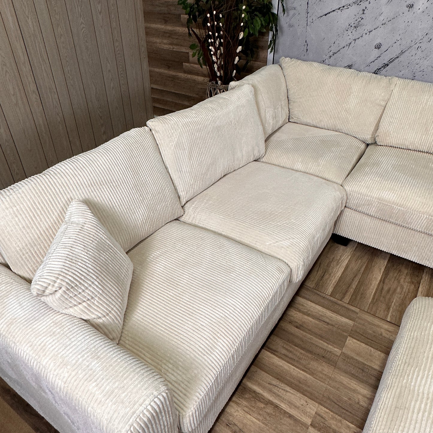Furnica Beige Corduroy Sectional