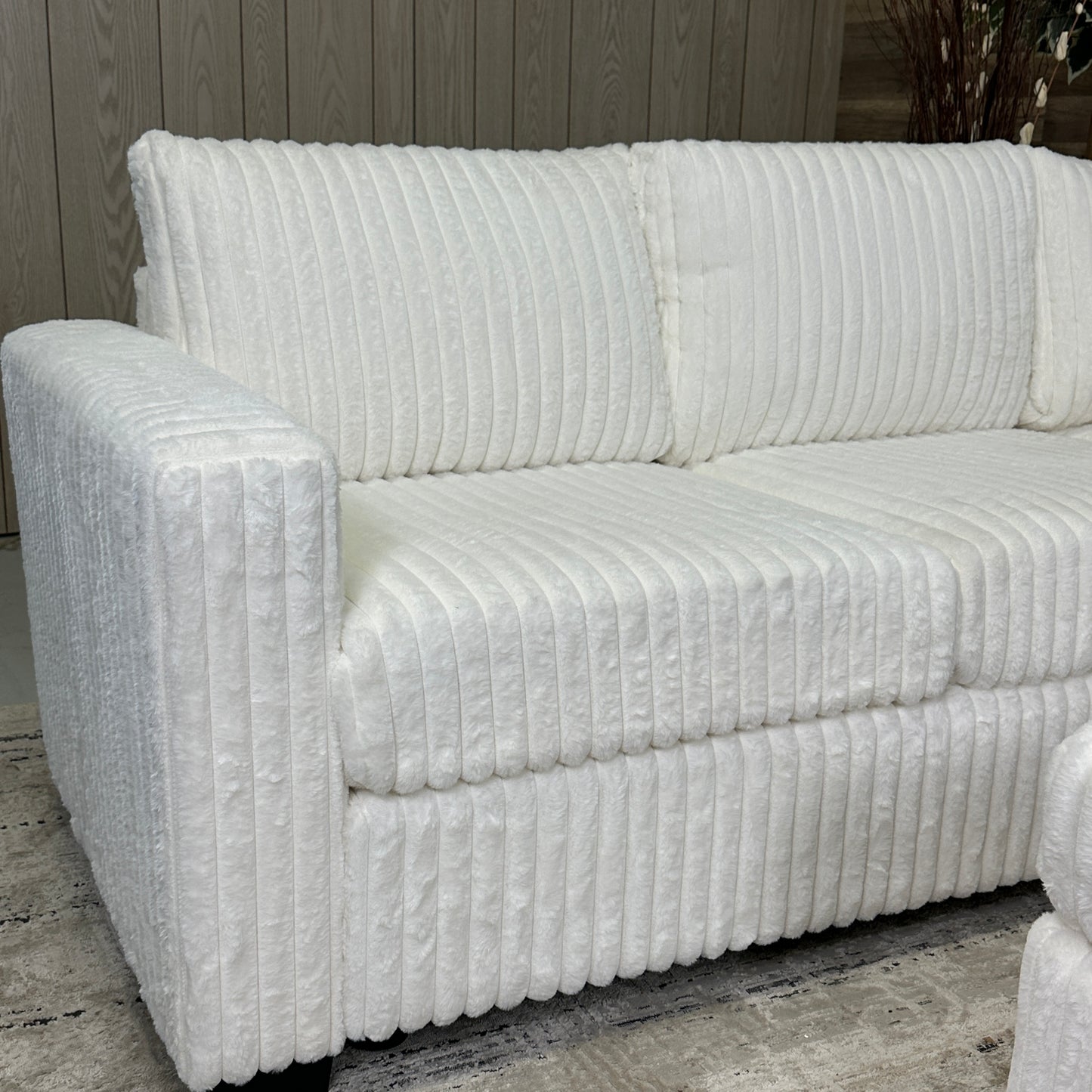 Milk 93"x93" Corduroy Sectional With Ottoman