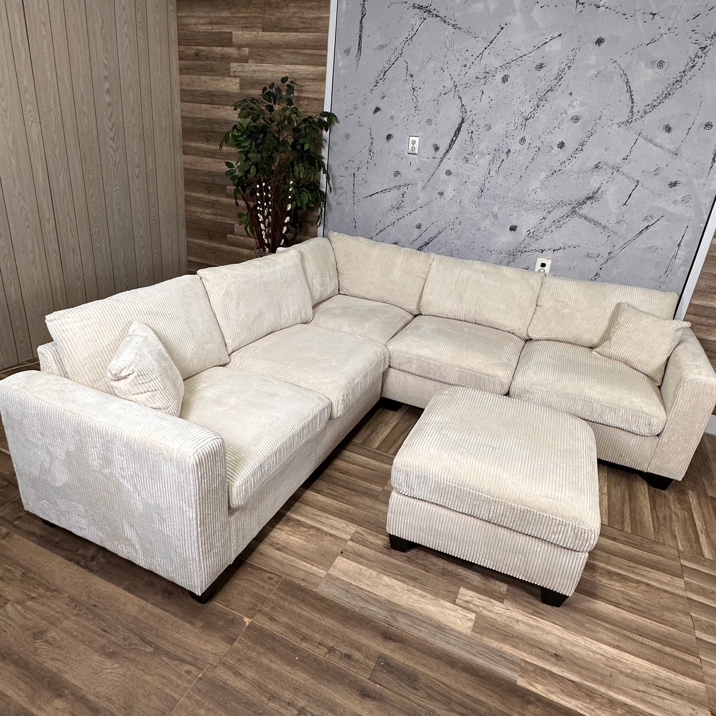 Furnica Beige Corduroy Sectional