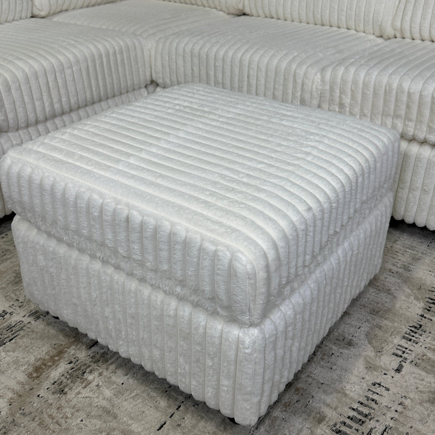 Milk 93"x93" Corduroy Sectional With Ottoman