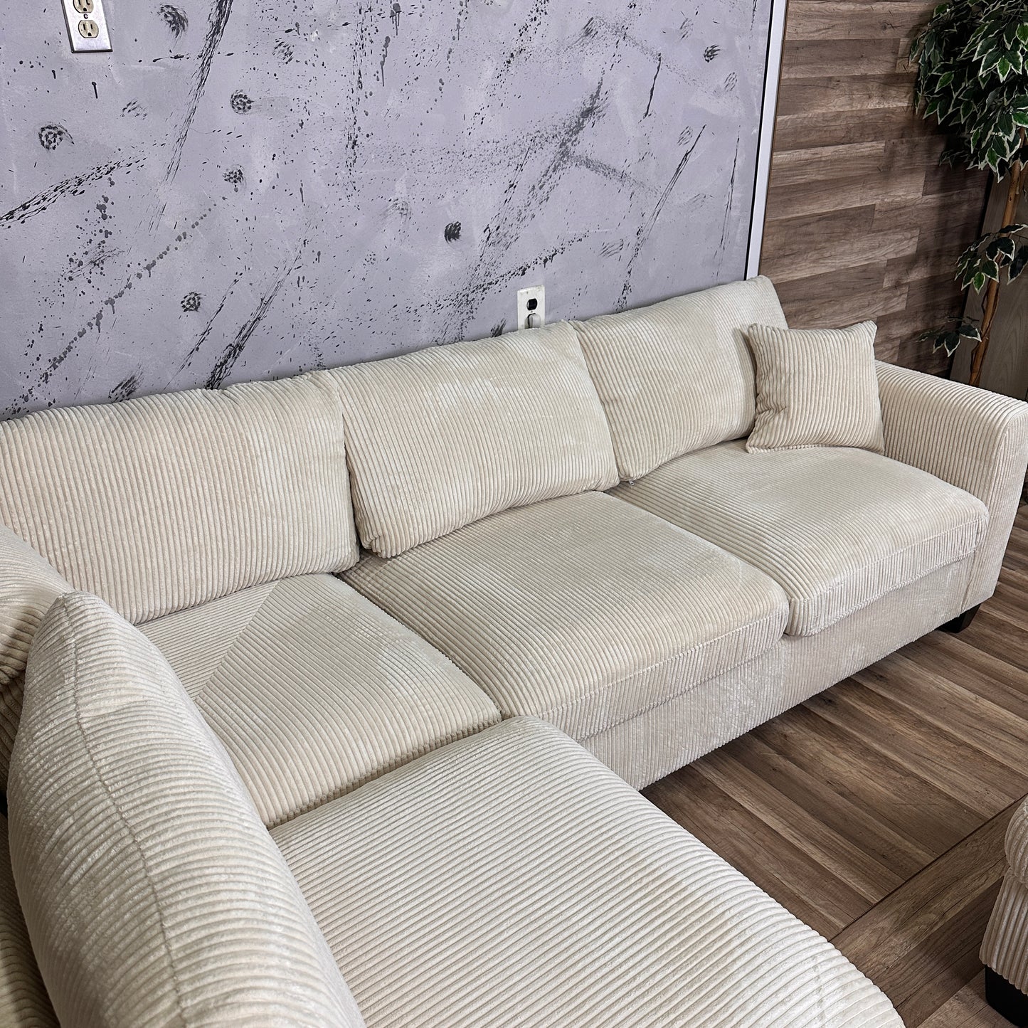 Furnica Beige Corduroy Sectional