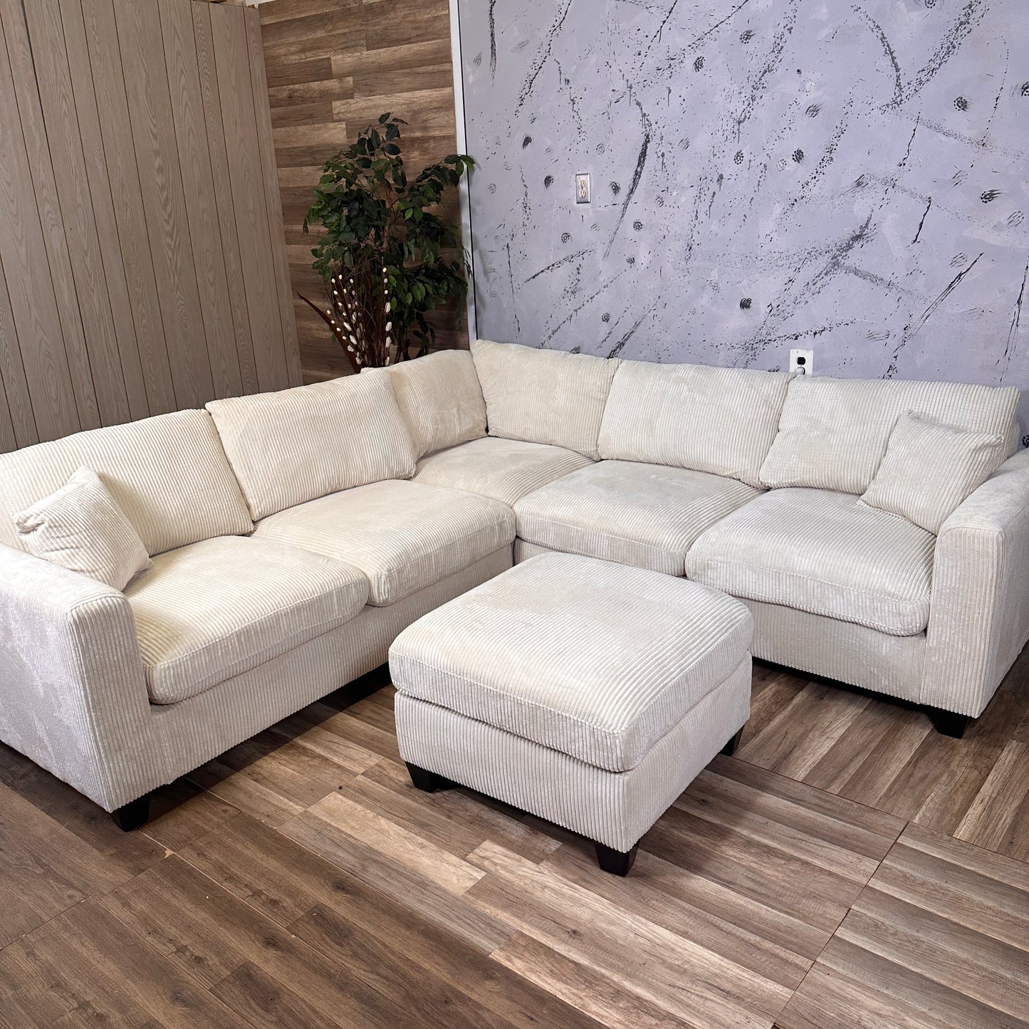 Furnica Beige Corduroy Sectional