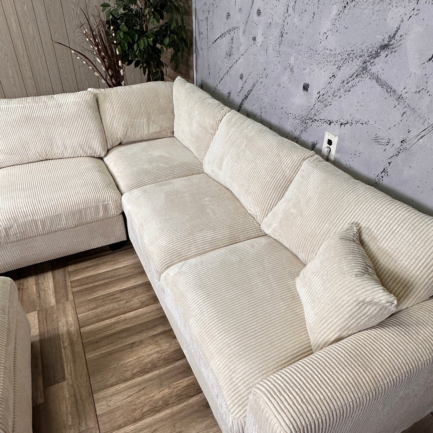 Furnica Beige Corduroy Sectional