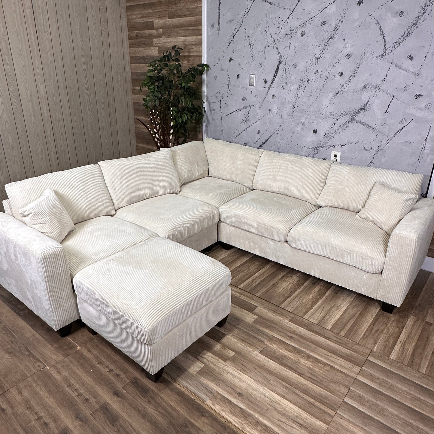 Furnica Beige Corduroy Sectional