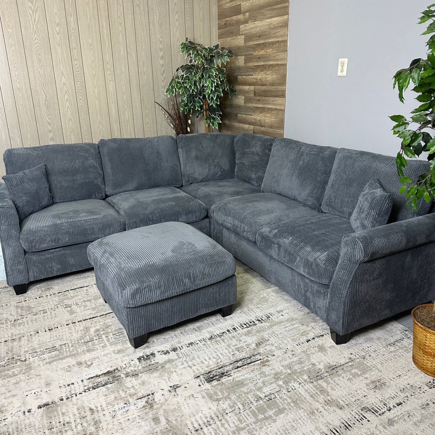 Furnica Dark Grey Corduroy Sectional