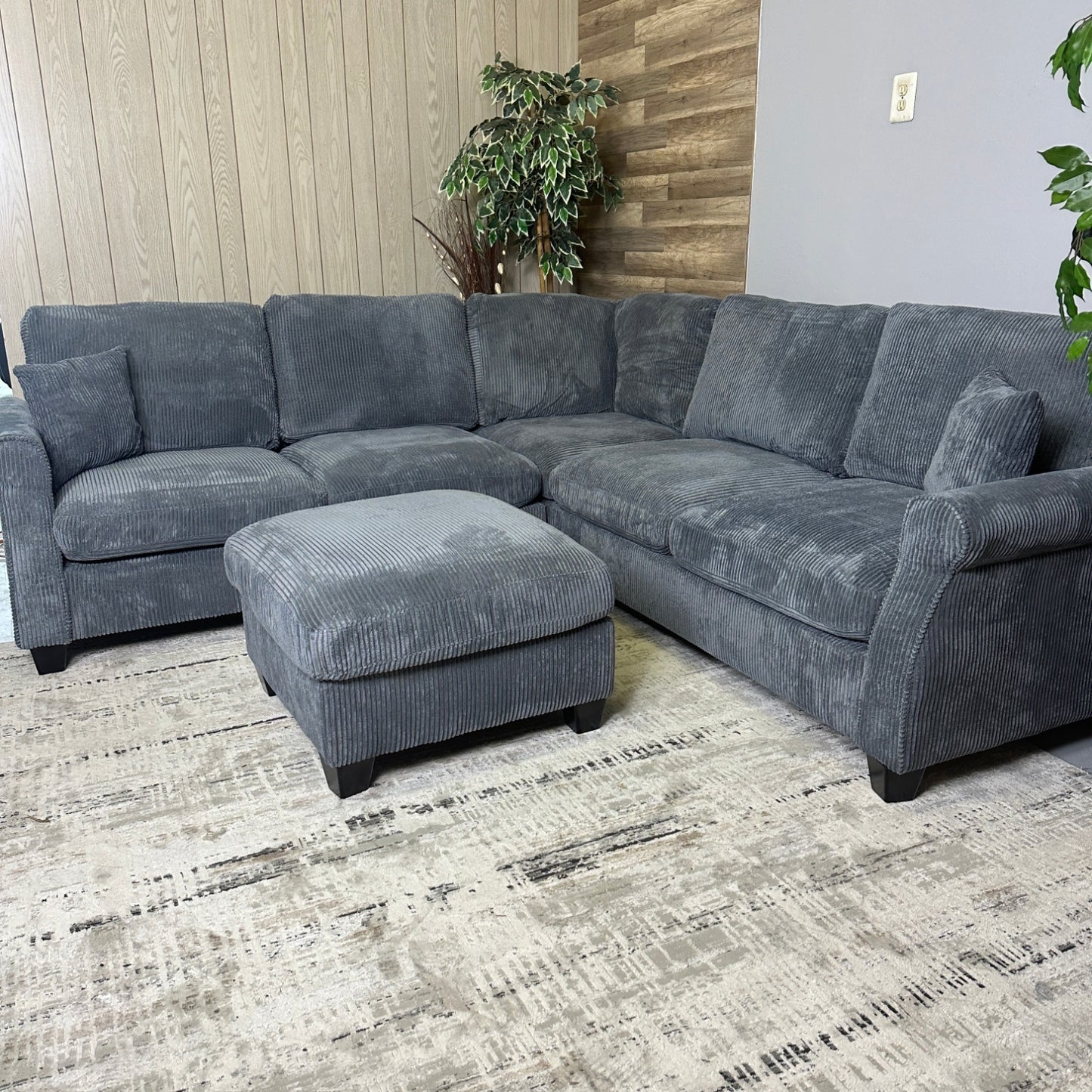 Furnica Dark Grey Corduroy Sectional