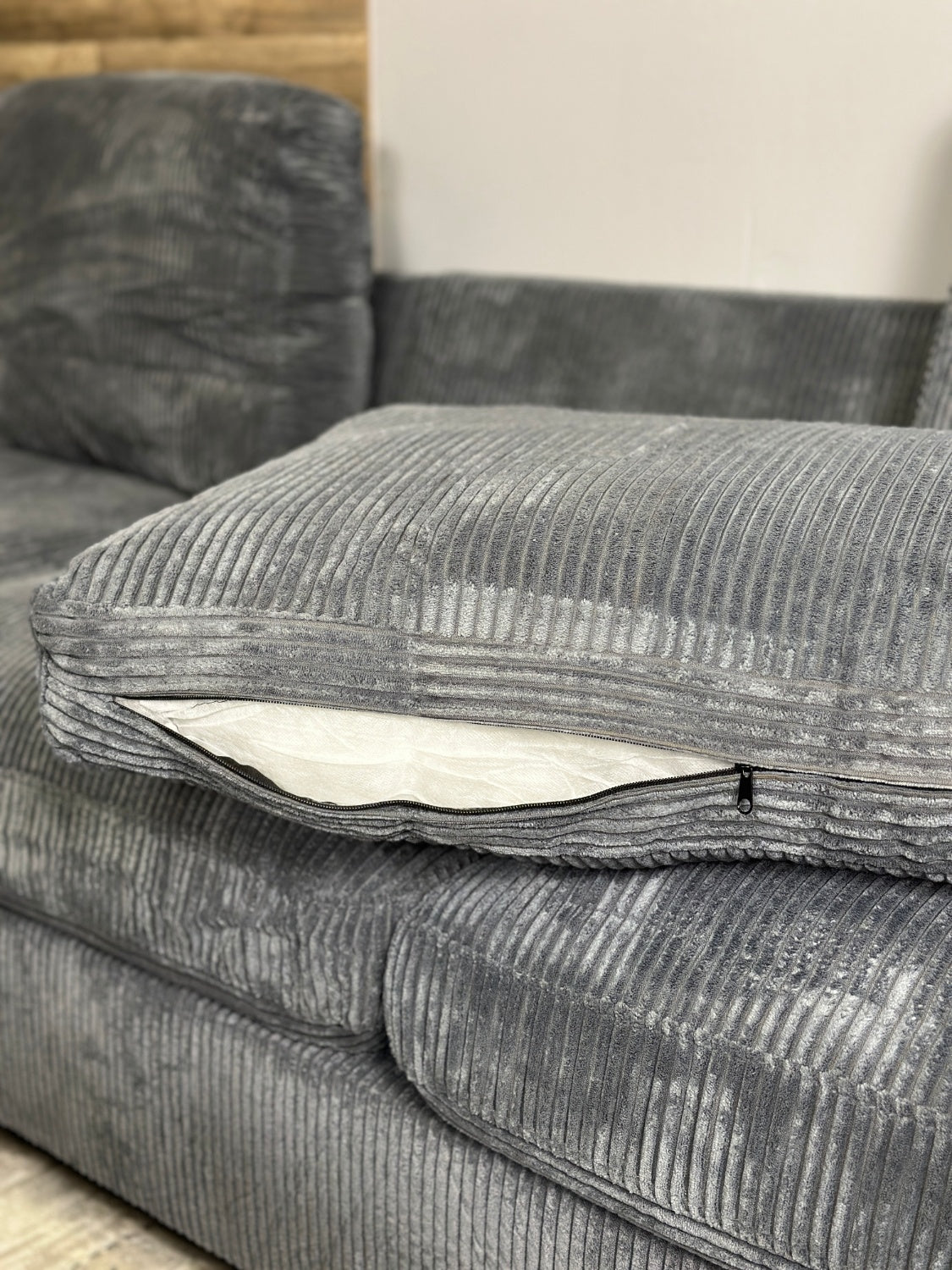Furnica Dark Grey Corduroy Sectional