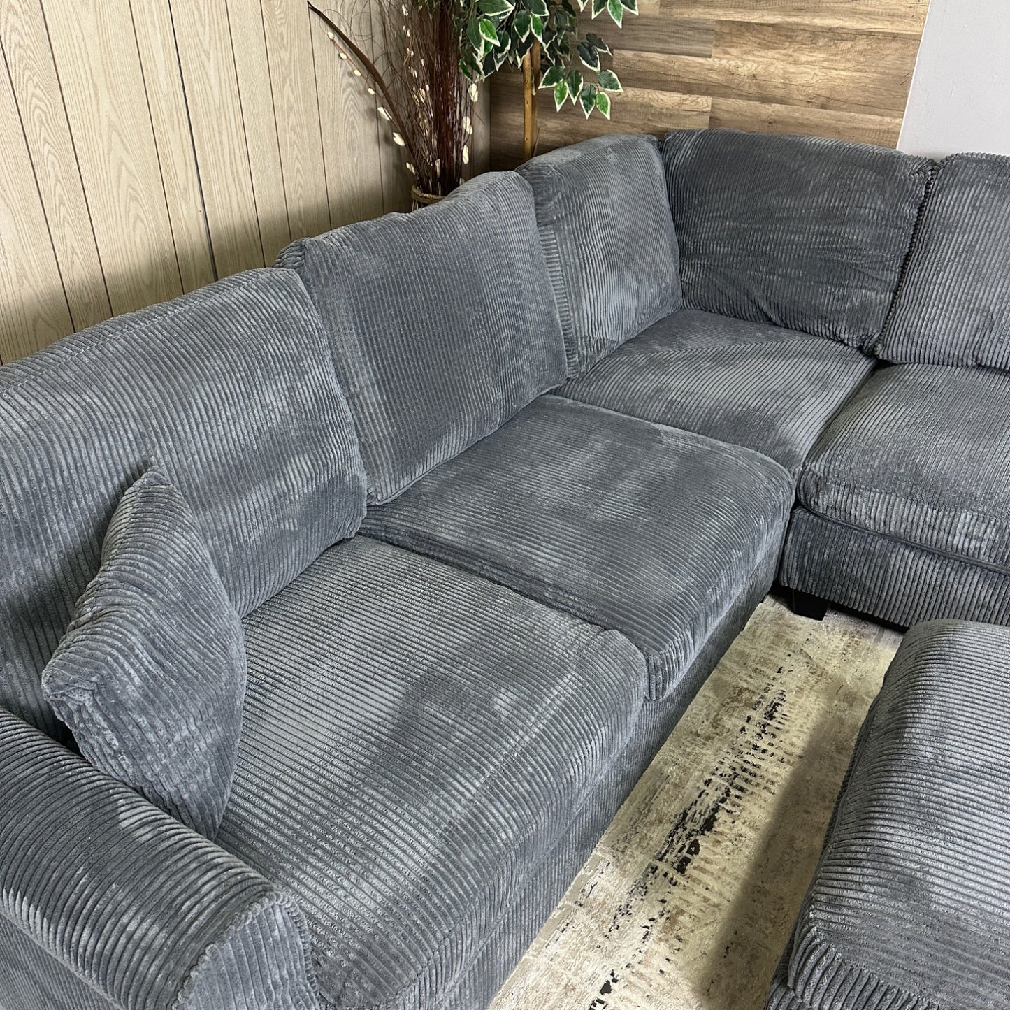 Furnica Dark Grey Corduroy Sectional
