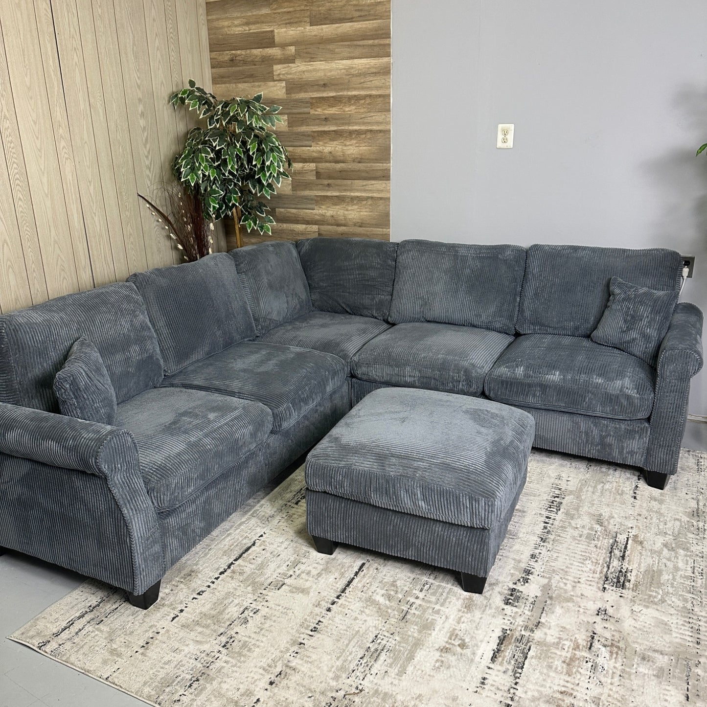 Furnica Dark Grey Corduroy Sectional