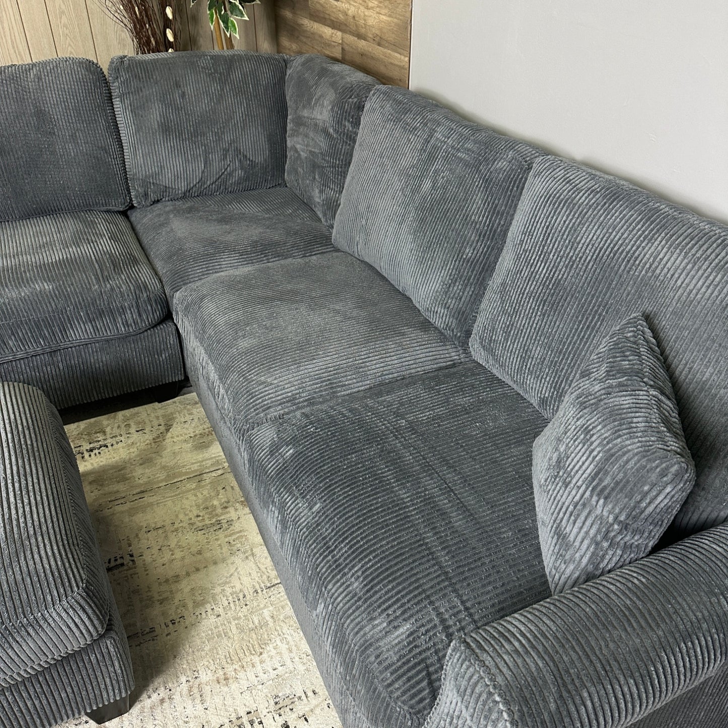 Furnica Dark Grey Corduroy Sectional