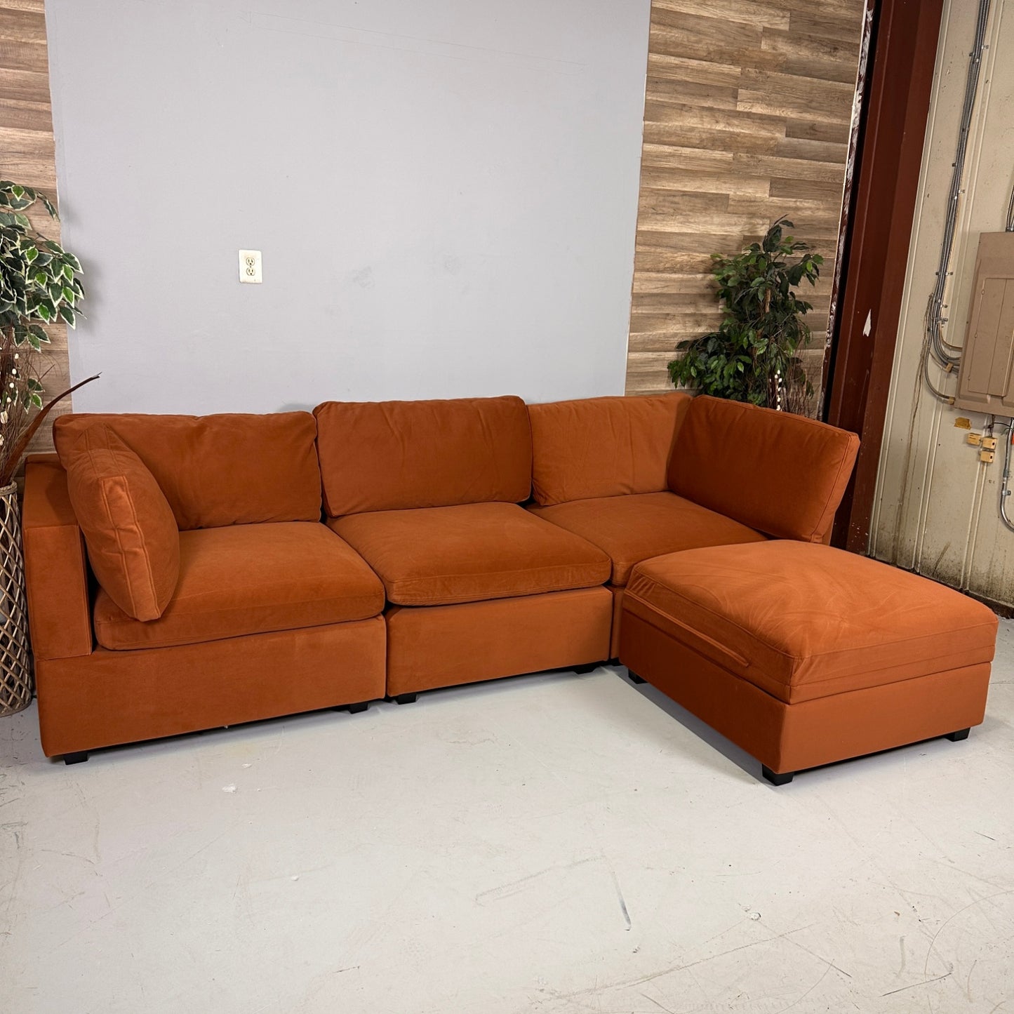 Albany Park "Rust" With Storage Ottoman
