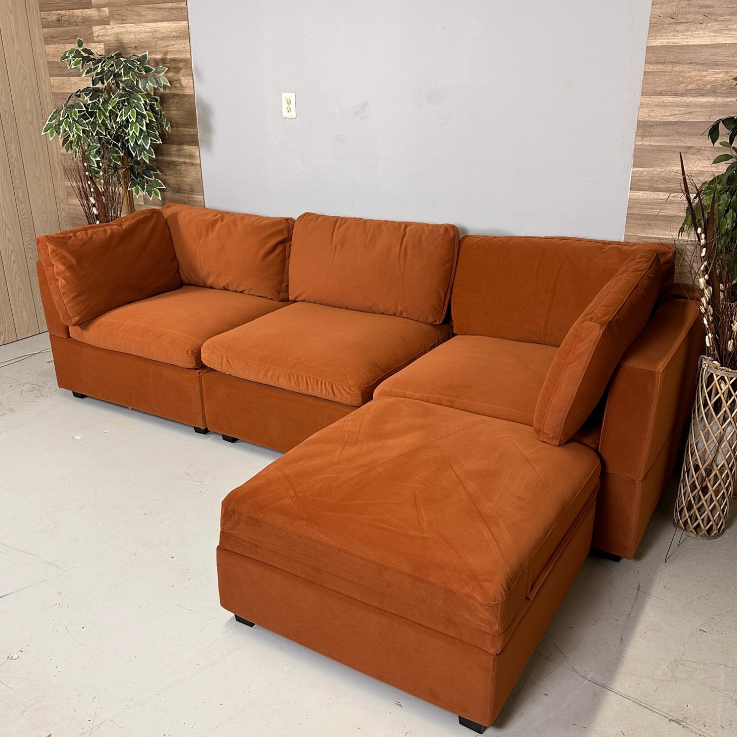 Albany Park "Rust" With Storage Ottoman
