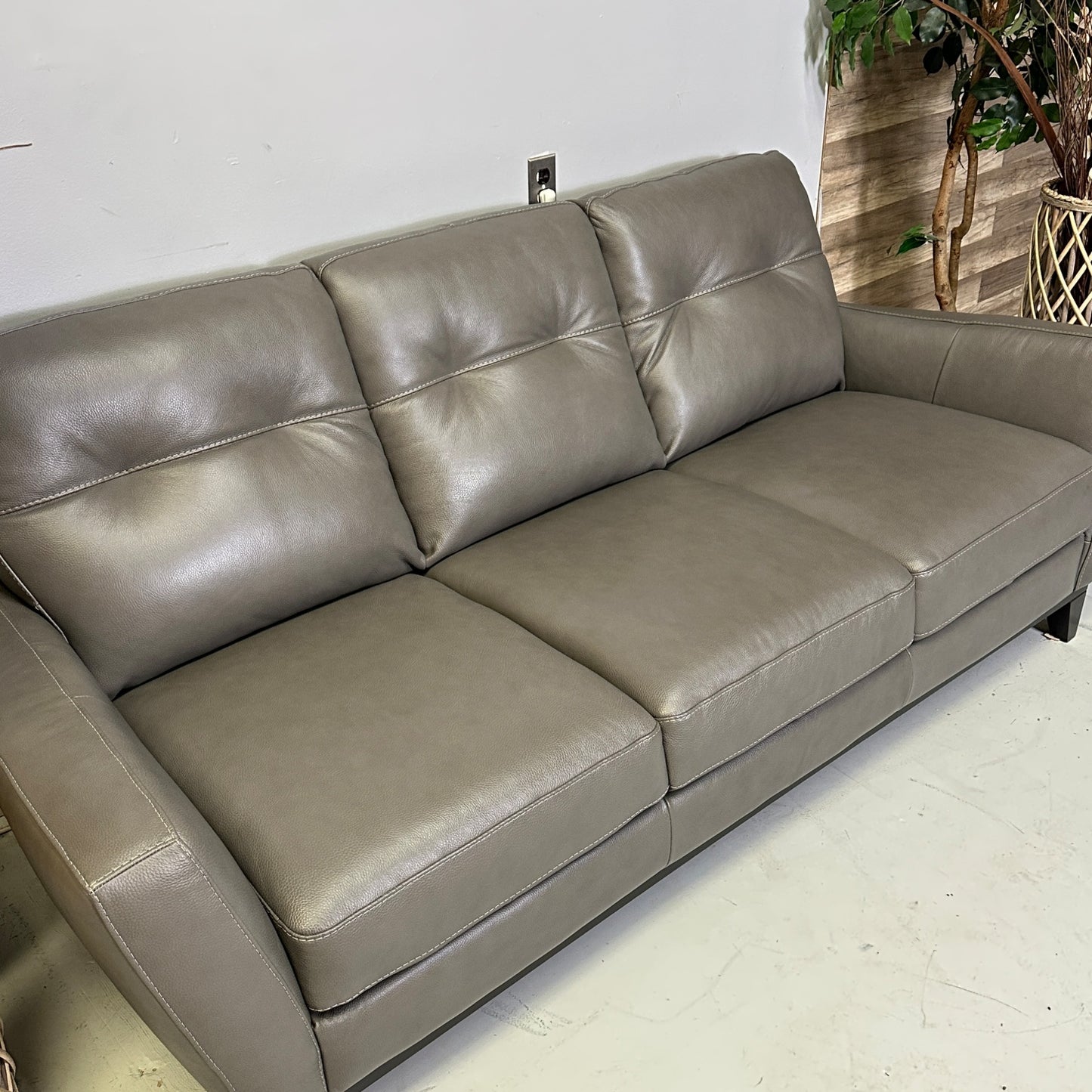 Natuzzi Genuine Leather Grey Sofa