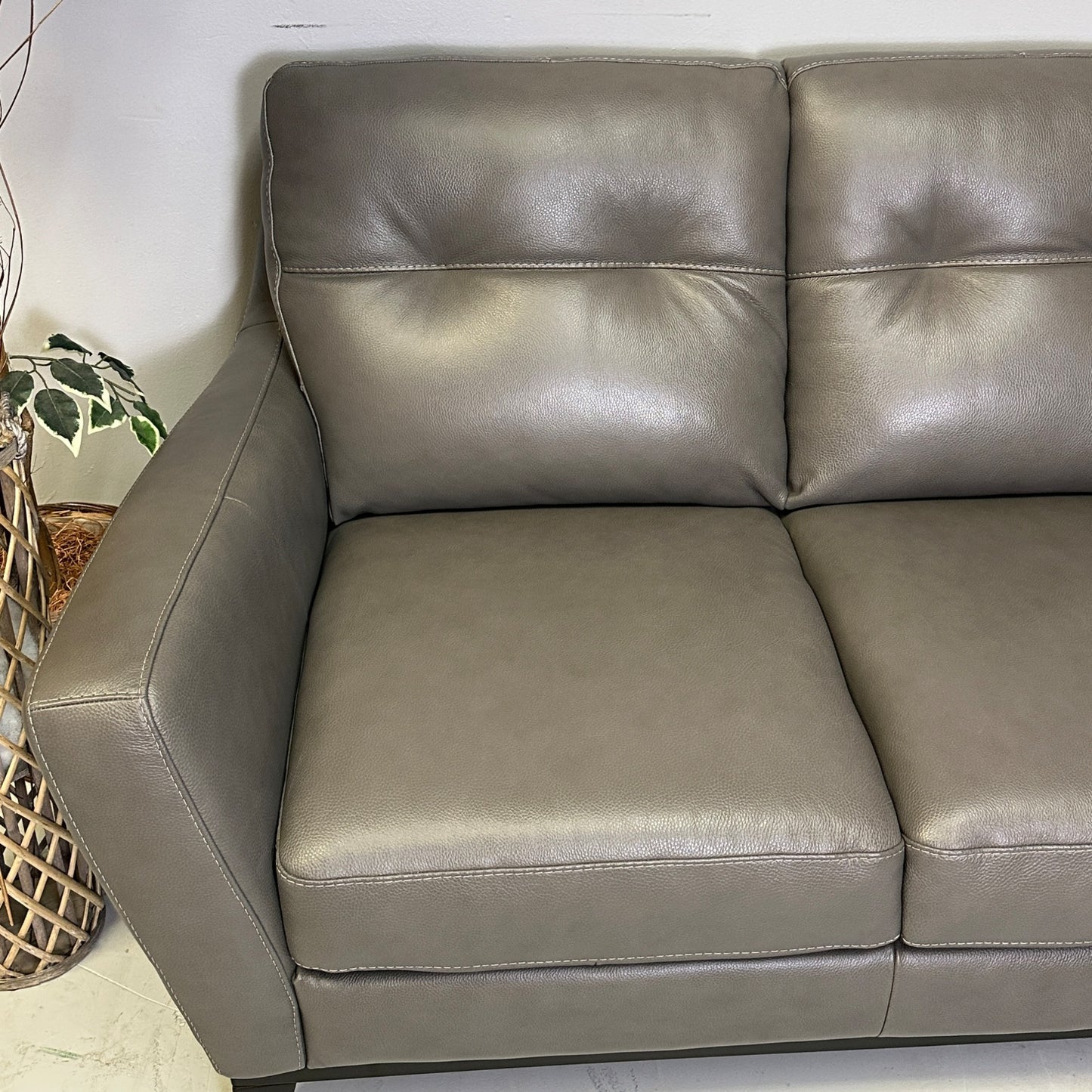 Natuzzi Genuine Leather Grey Sofa