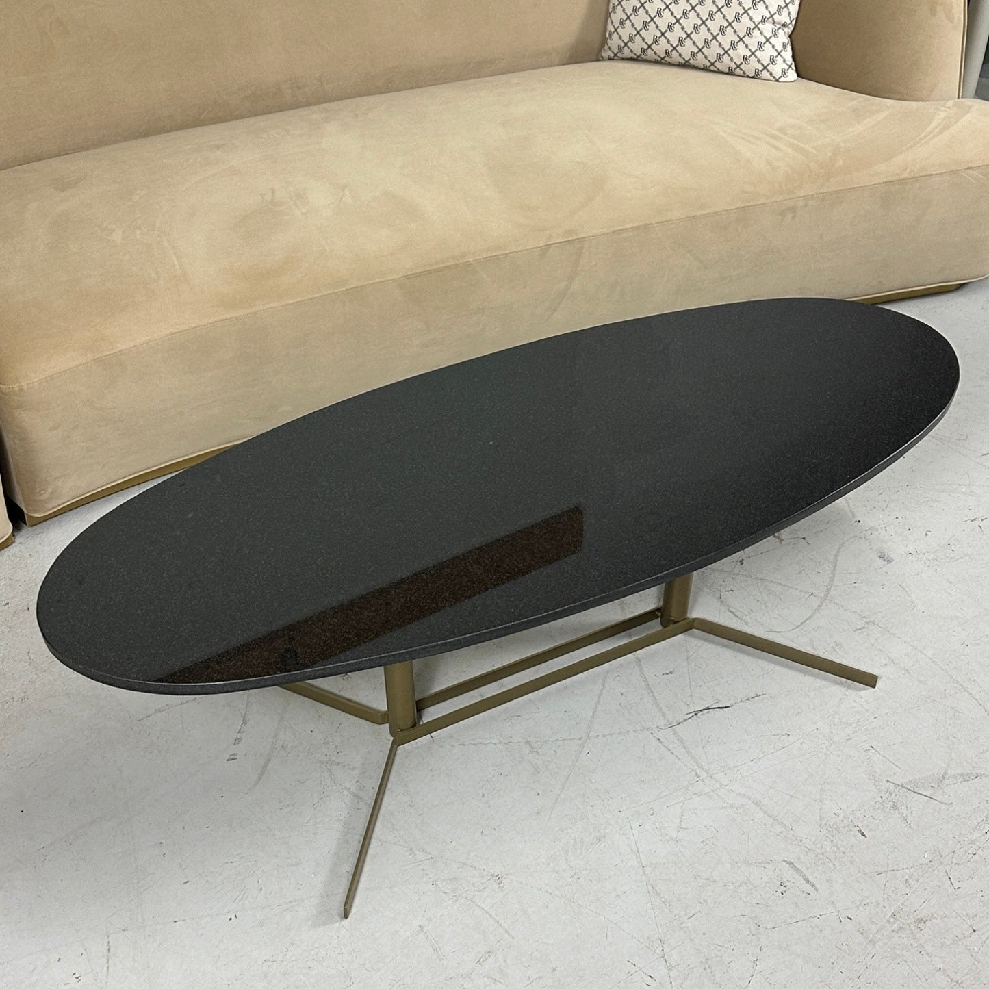 TOV Gemma Black Oval Marble Coffee Table