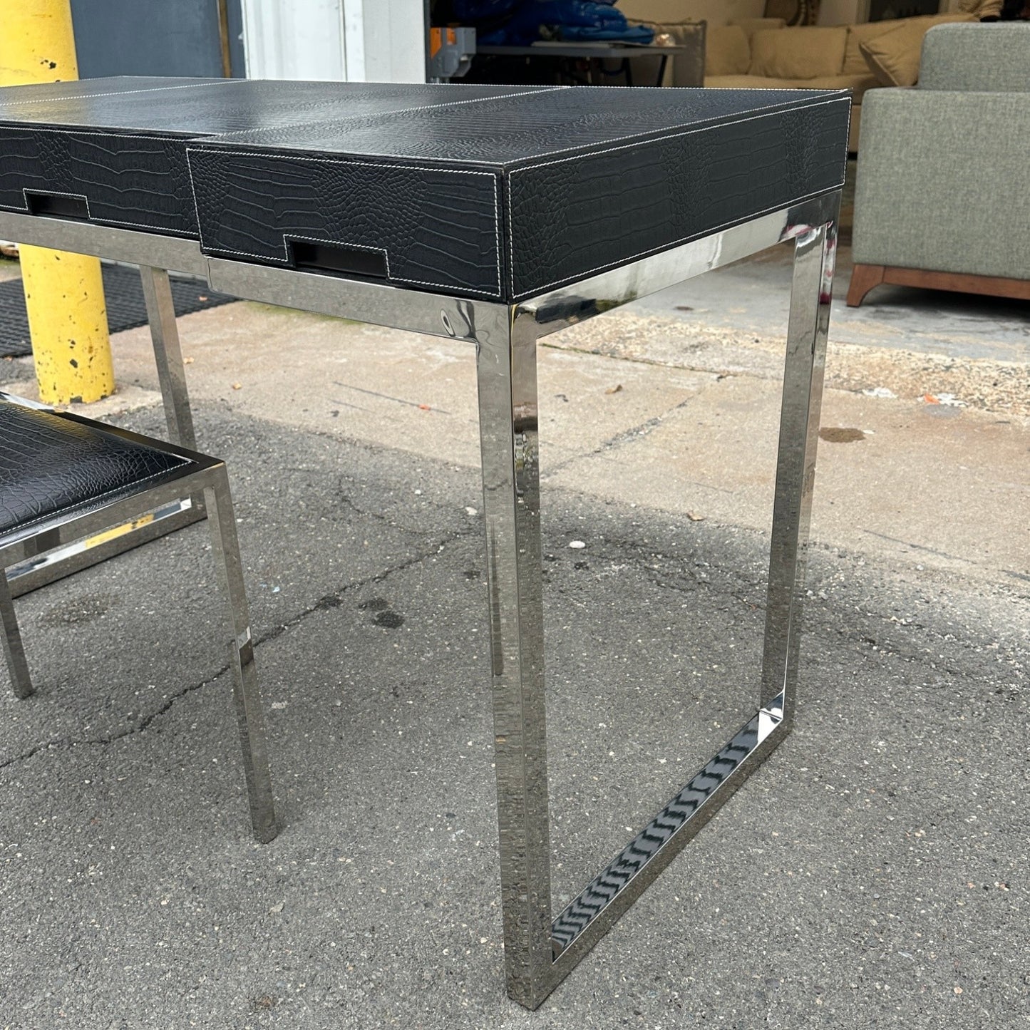 Vintage Embossed Leather Desk + Matching Chair