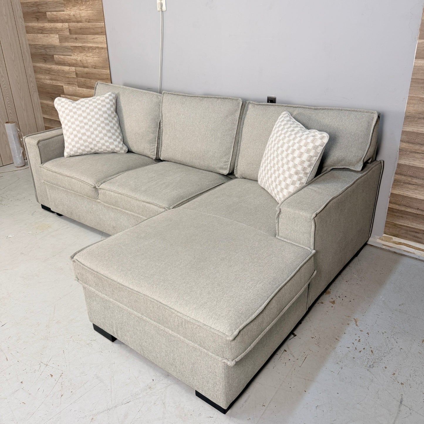 Grey Sectional With Sleeper & Storage