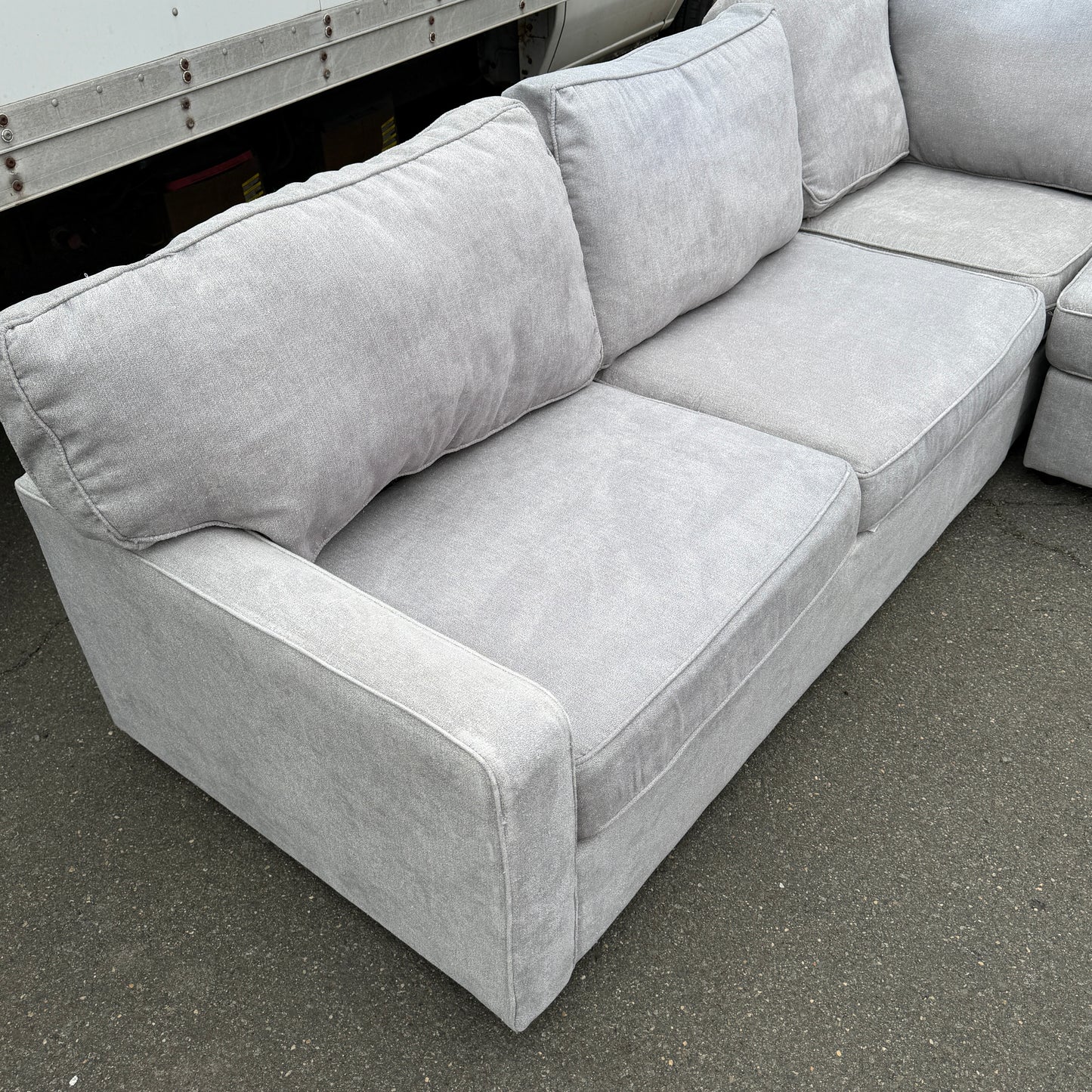Grey Sectional With Cuddler
