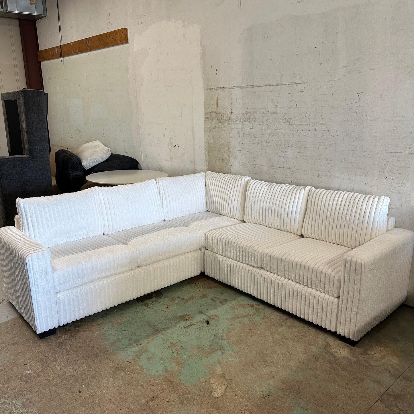 White Corduroy Sectional