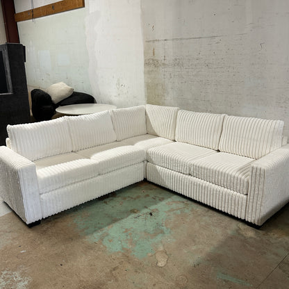 White Corduroy Sectional