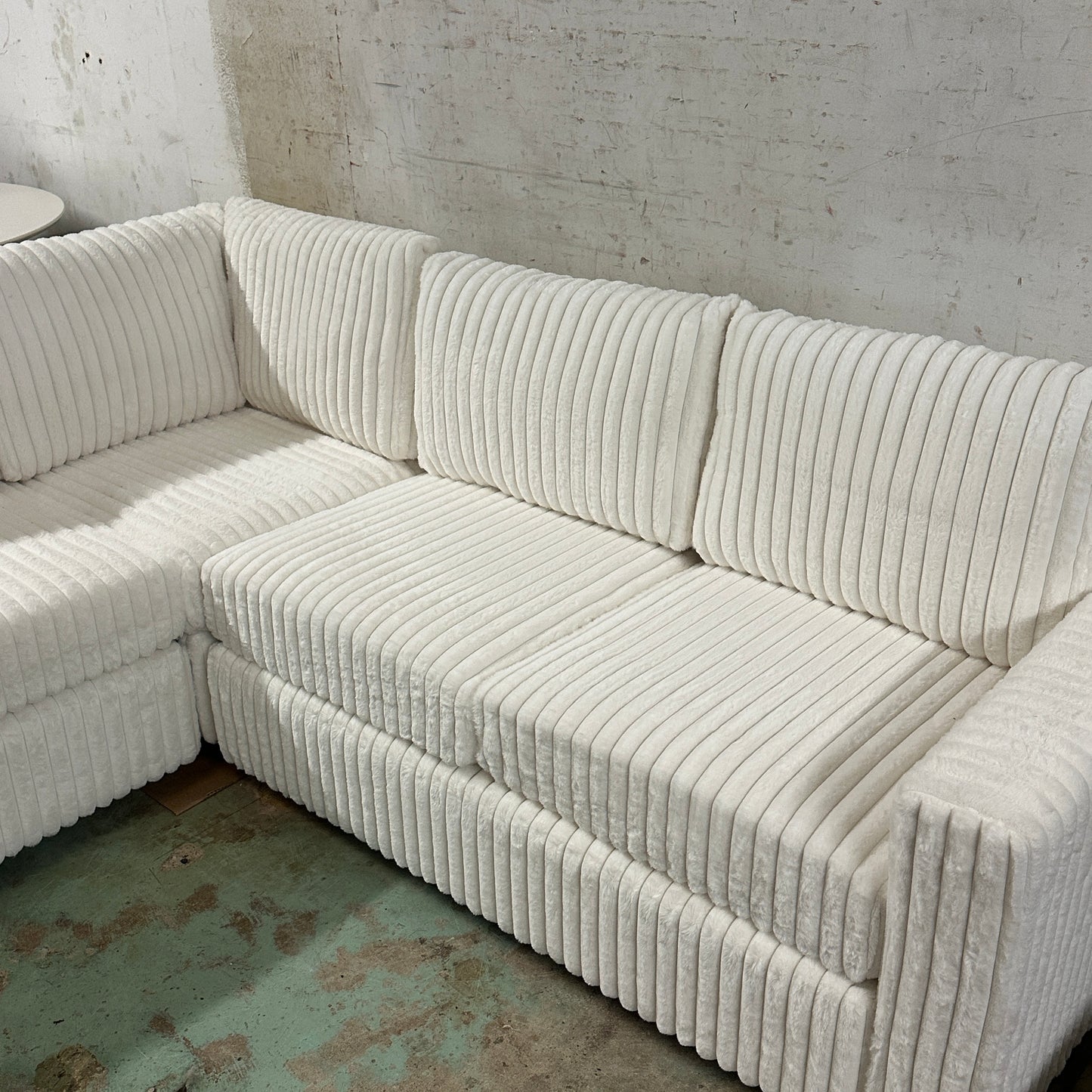 White Corduroy Sectional