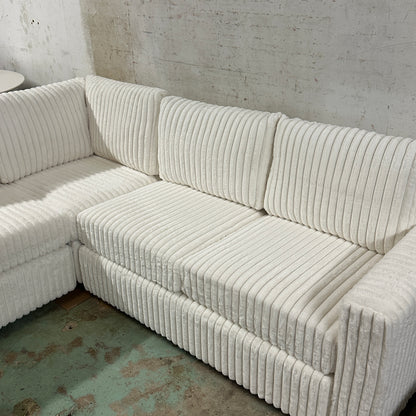 White Corduroy Sectional