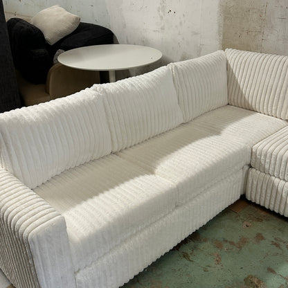 White Corduroy Sectional