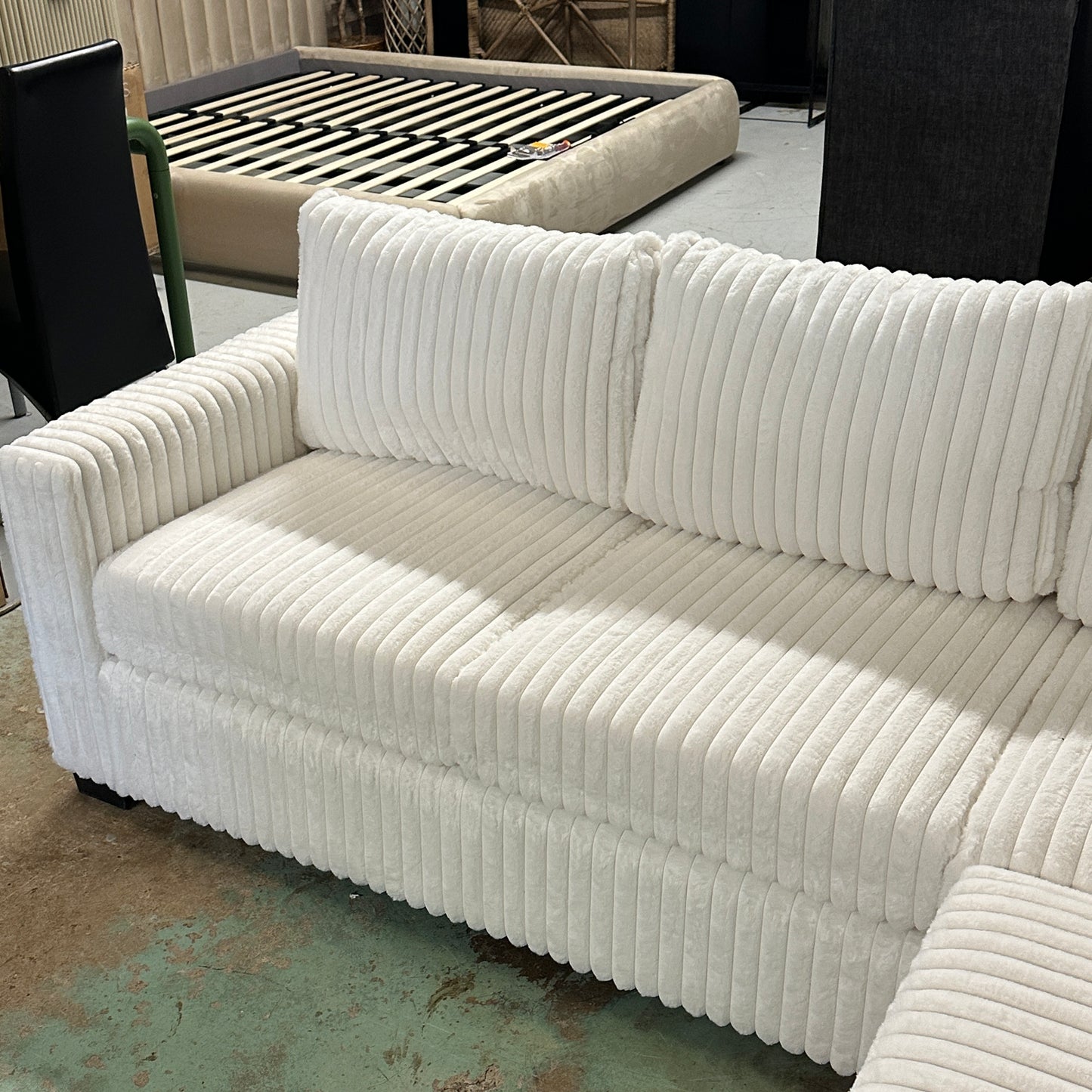 White Corduroy Sectional
