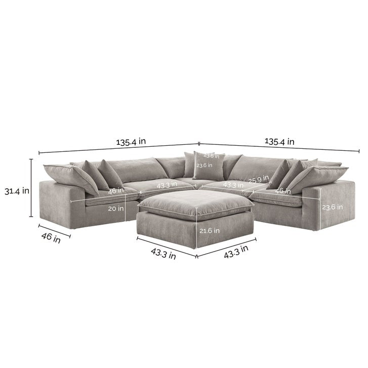 NEW! Costco Sereen 6-piece Fabric Modular Sectional In Taupe