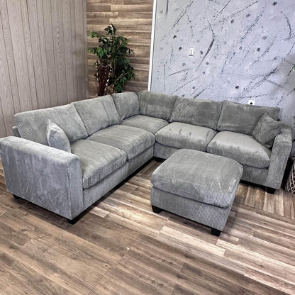 Furnica Grey Corduroy Sectional
