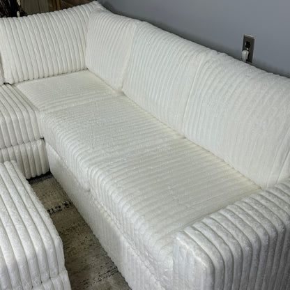 Milk 93"x93" Corduroy Sectional With Ottoman