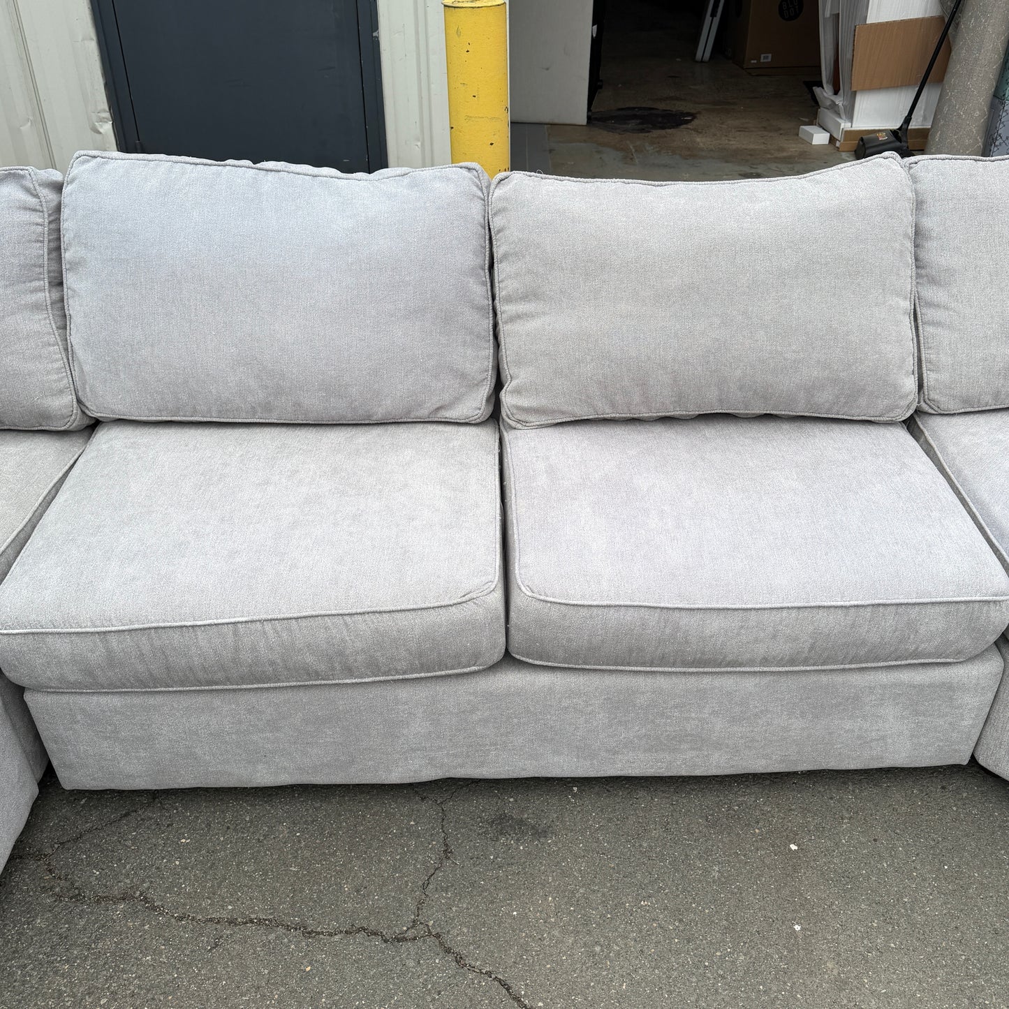 Grey Sectional With Cuddler