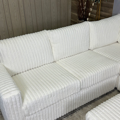 Milk 93"x93" Corduroy Sectional With Ottoman