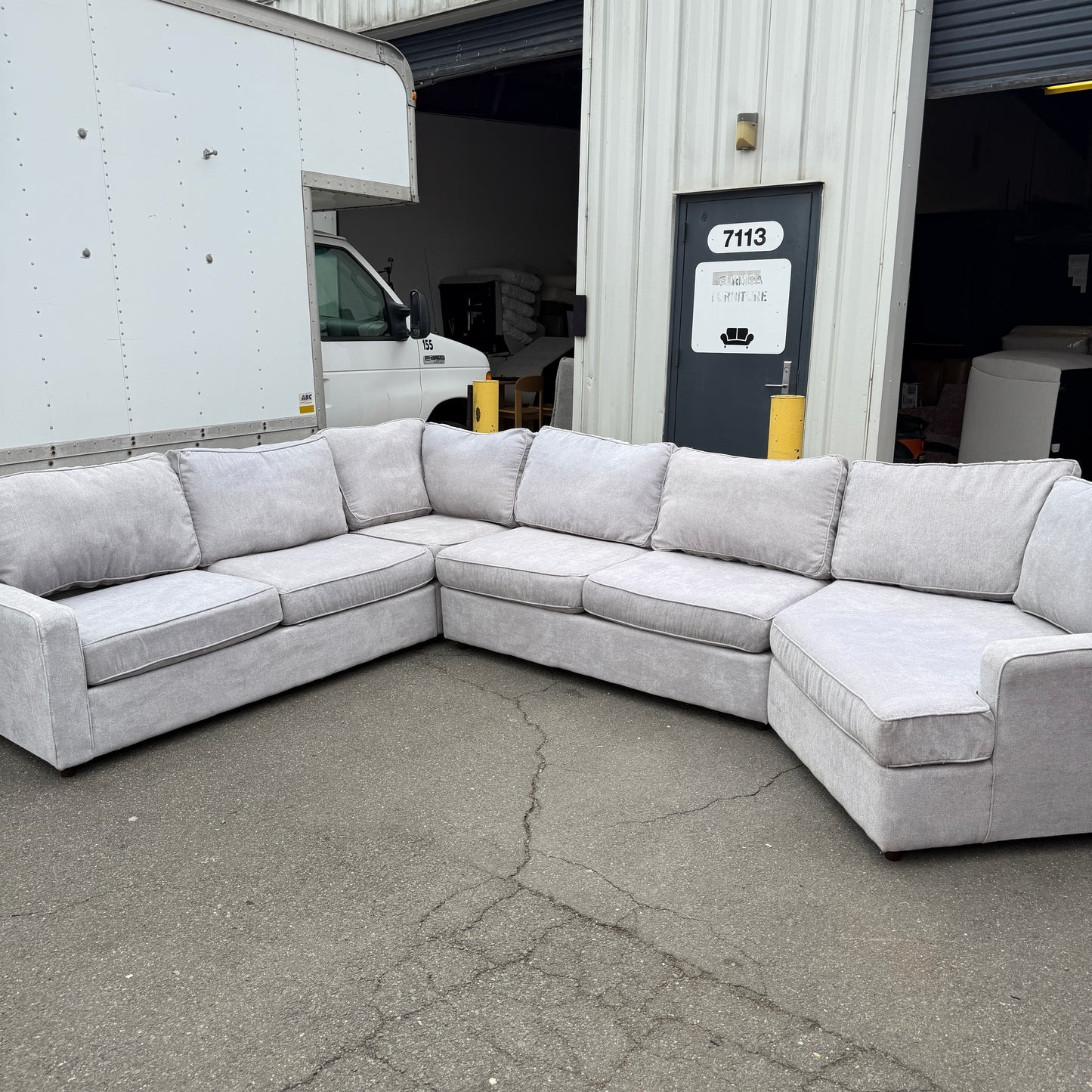 Grey Sectional With Cuddler