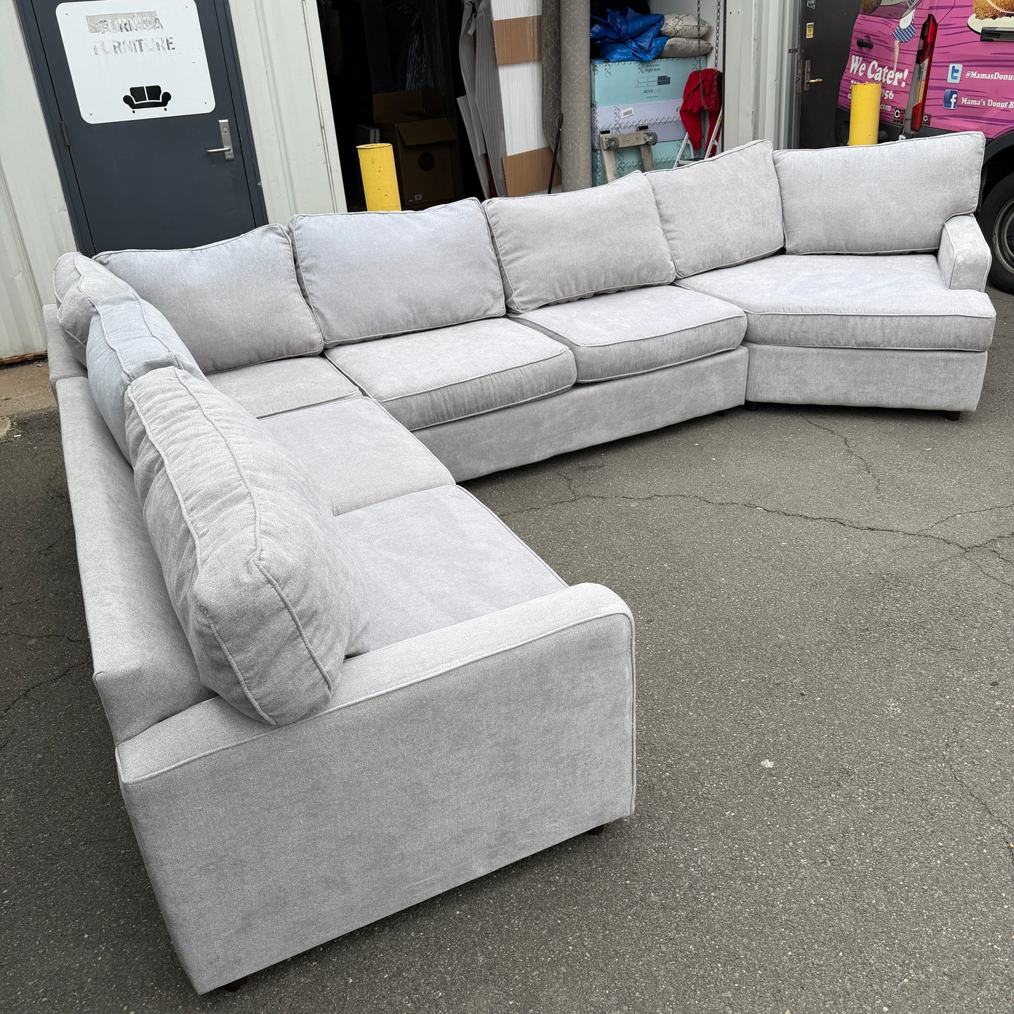Grey Sectional With Cuddler