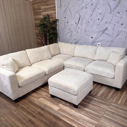 Furnica Beige Corduroy Sectional