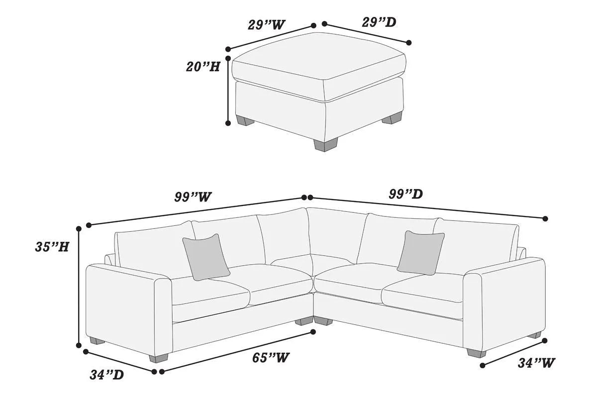 Furnica Grey Corduroy Sectional
