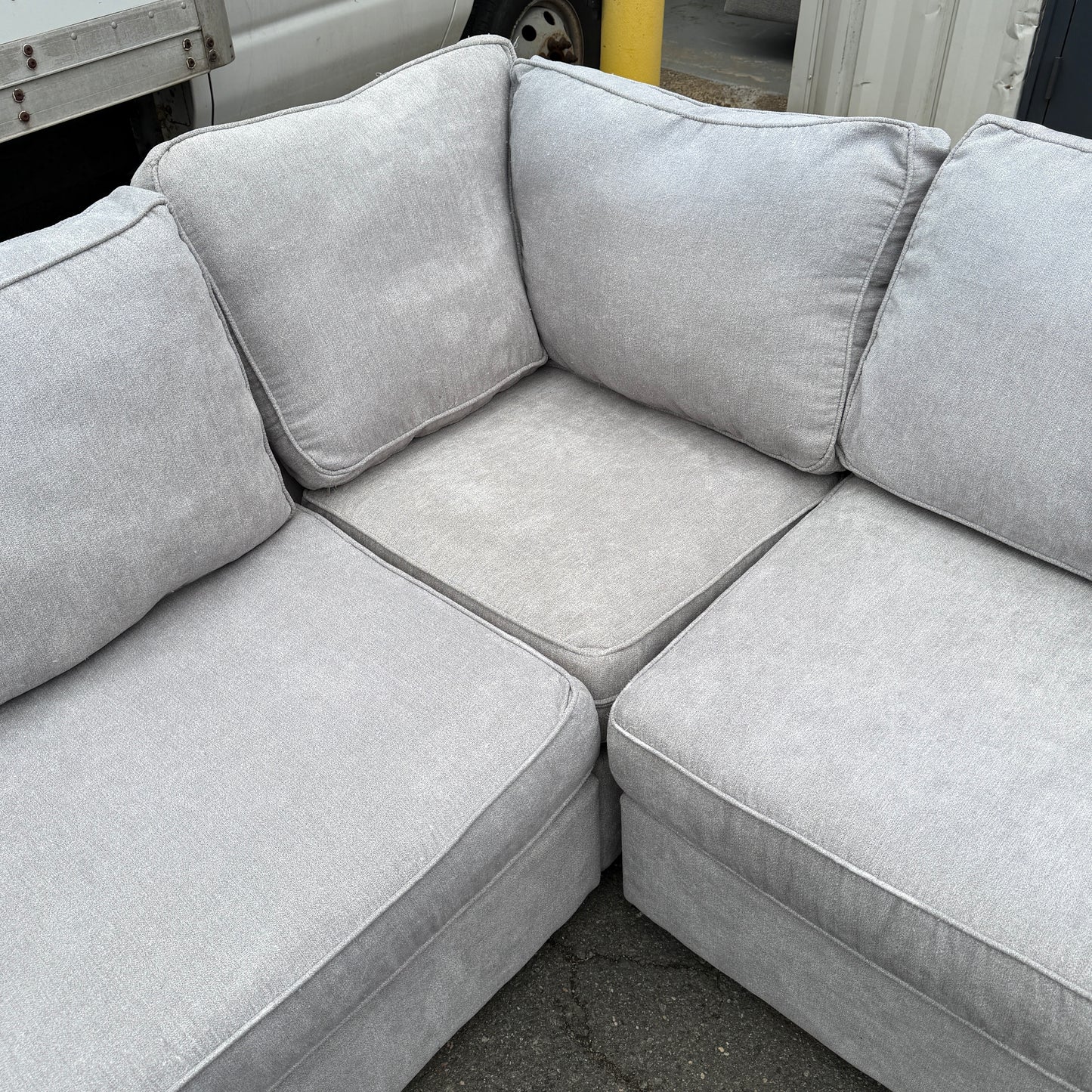 Grey Sectional With Cuddler