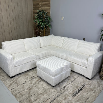 Milk 93"x93" Corduroy Sectional With Ottoman