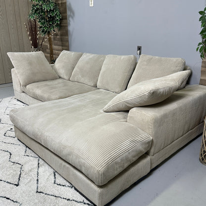 2-Piece Beige Corduroy Sectional