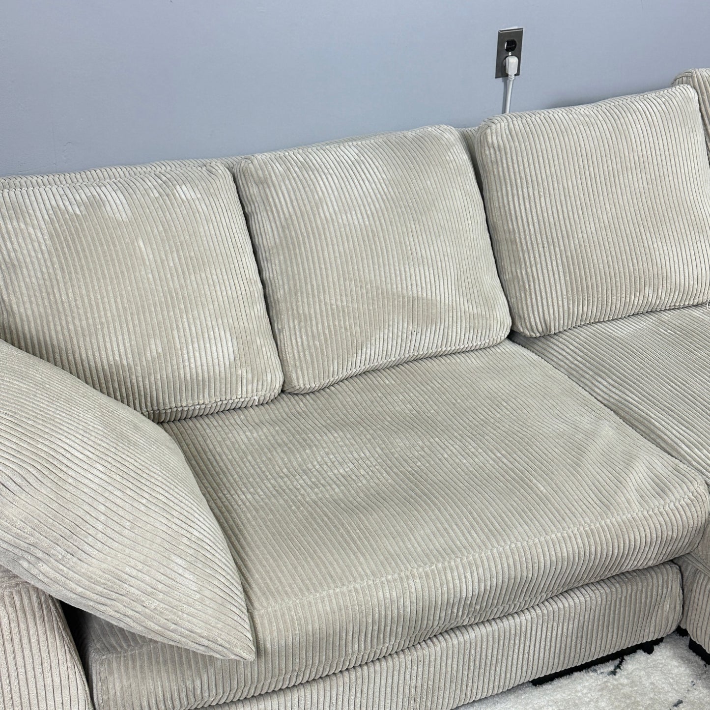 2-Piece Beige Corduroy Sectional