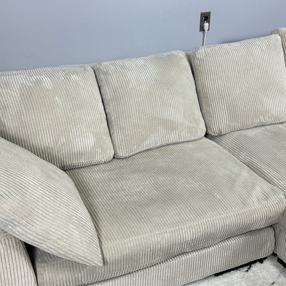 2-Piece Beige Corduroy Sectional
